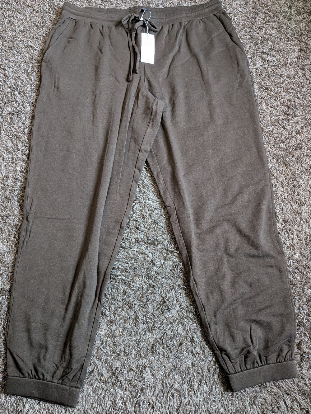 NWT Eileen Fisher Wren Brown Organic Cotton Blend 29" Ankle Track Pant XL